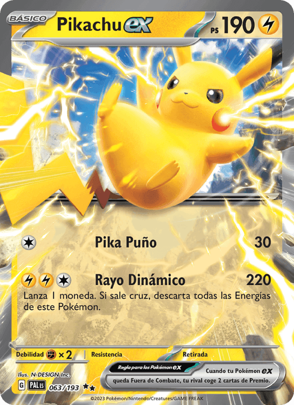 Pikachu ex, carta 063 de Evoluciones en Paldea