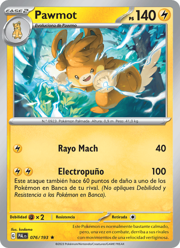 Pawmot, carta 076 di Evoluciones en Paldea
