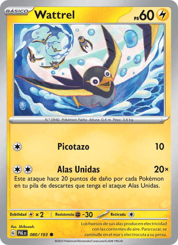 Wattrel, card 080 from Evoluciones en Paldea