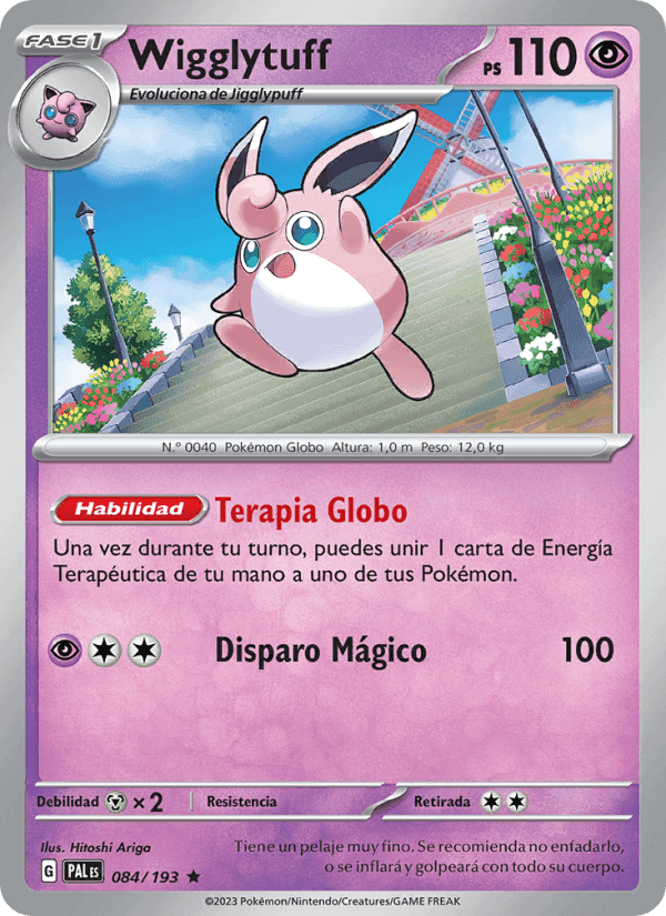 Wigglytuff, card 084 from Evoluciones en Paldea