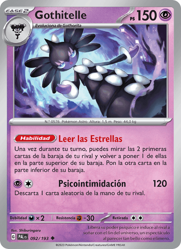 Gothitelle, carta 092 de Evoluciones en Paldea