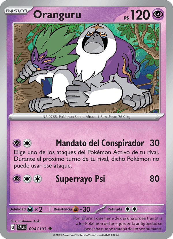 Oranguru, carta 094 de Evoluciones en Paldea