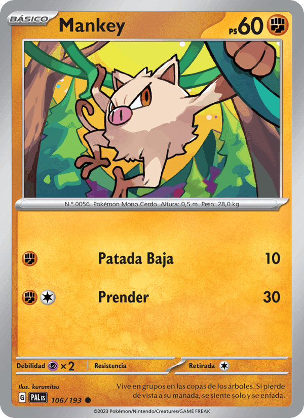 Mankey, carta 106 de Evoluciones en Paldea