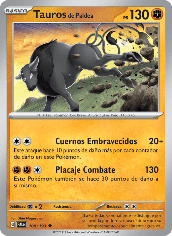 Tauros de Paldea, carta 108 de Evoluciones en Paldea
