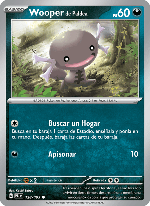 Wooper de Paldea, card 128 from Evoluciones en Paldea