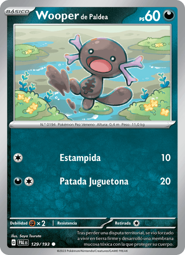 Wooper de Paldea, card 129 from Evoluciones en Paldea
