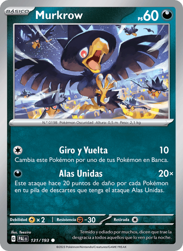 Murkrow, card 131 from Evoluciones en Paldea