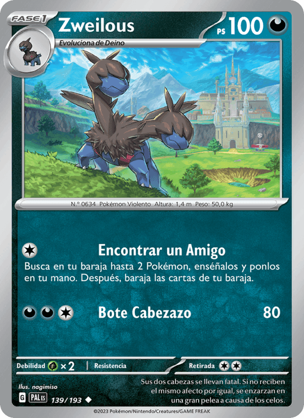 Zweilous, carta 139 de Evoluciones en Paldea