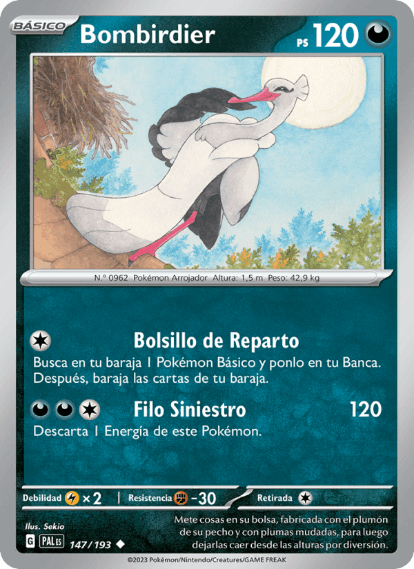 Bombirdier, card 147 from Evoluciones en Paldea
