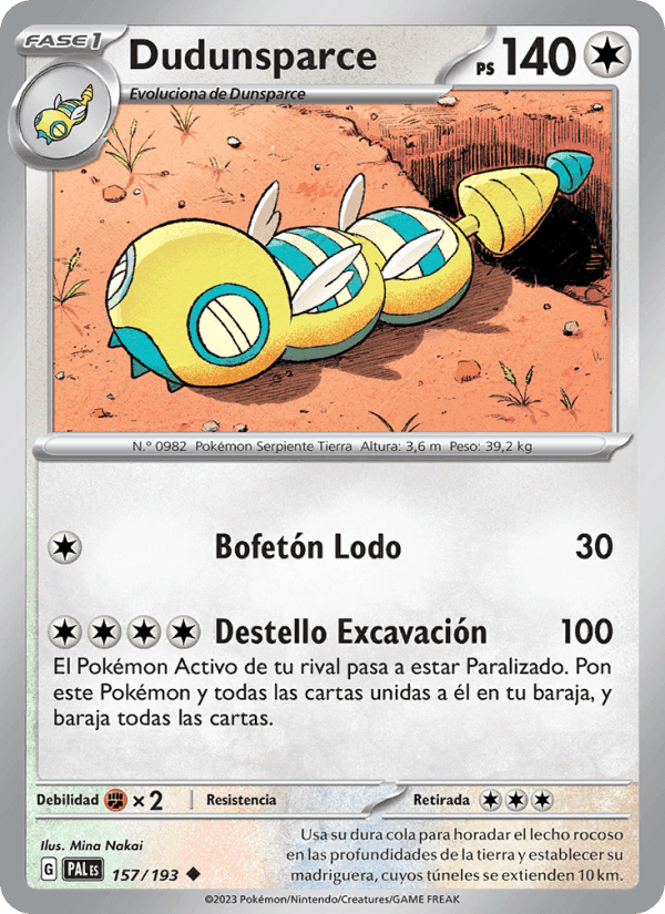 Dudunsparce, carta 157 di Evoluciones en Paldea