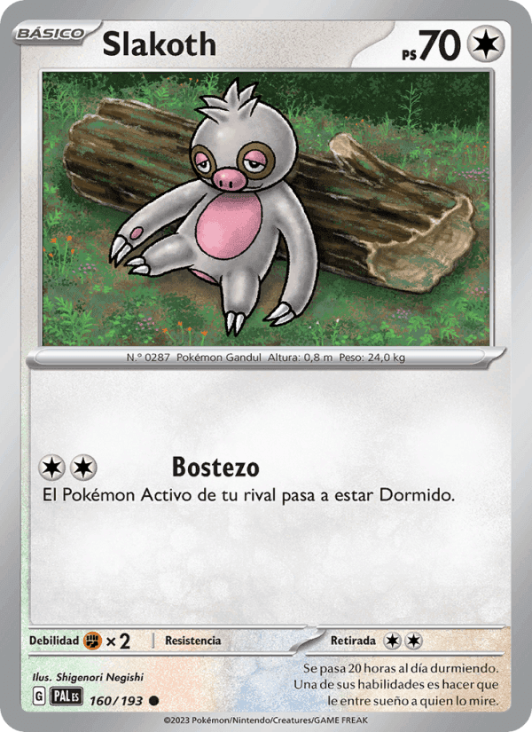 Slakoth, card 160 from Evoluciones en Paldea