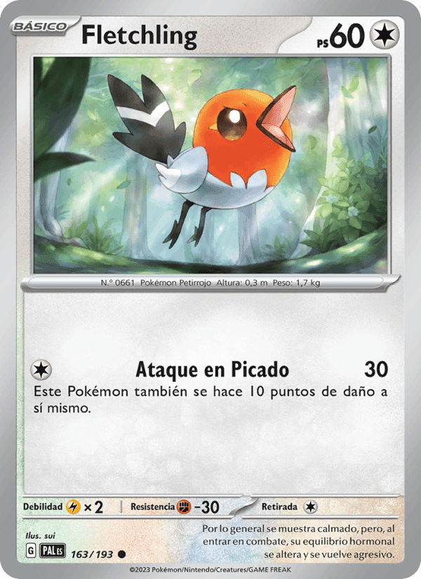 Fletchling, carta 163 de Evoluciones en Paldea