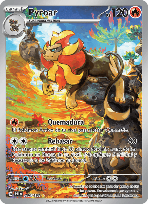 Pyroar, carta 200 de Evoluciones en Paldea