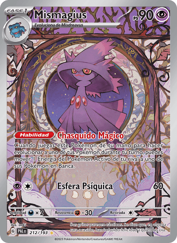 Mismagius, carta 212 de Evoluciones en Paldea
