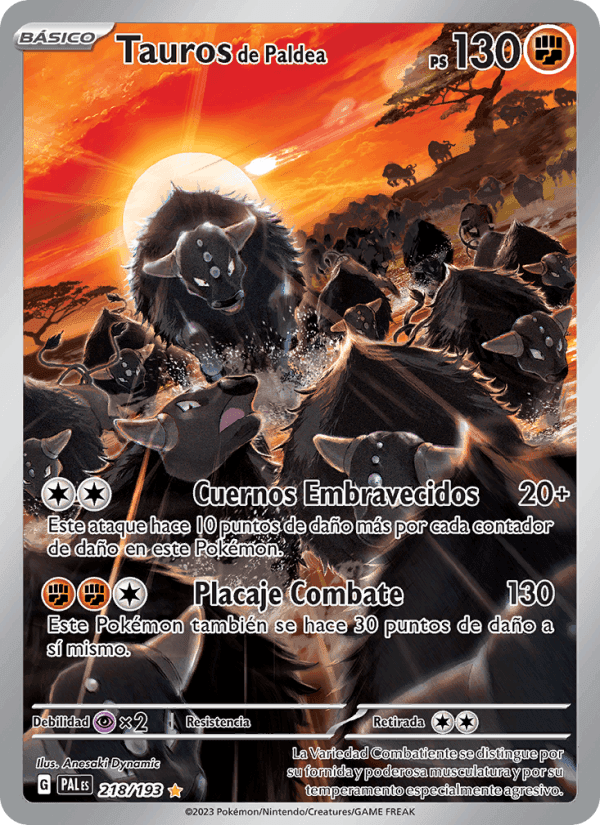 Tauros de Paldea, carta 218 de Evoluciones en Paldea