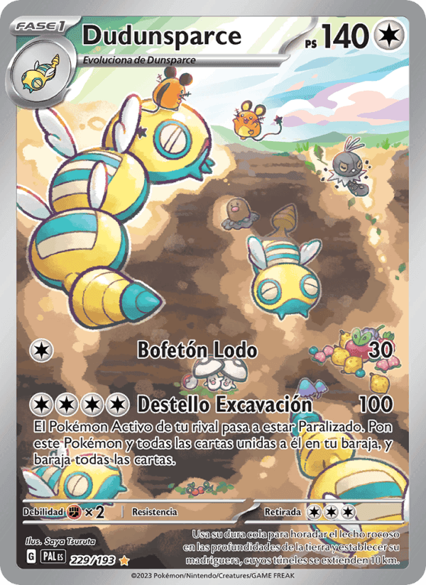 Dudunsparce, card 229 from Evoluciones en Paldea