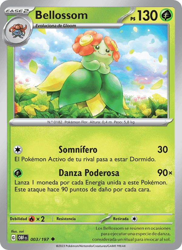 Bellossom, carta 003 de Llamas Obsidianas