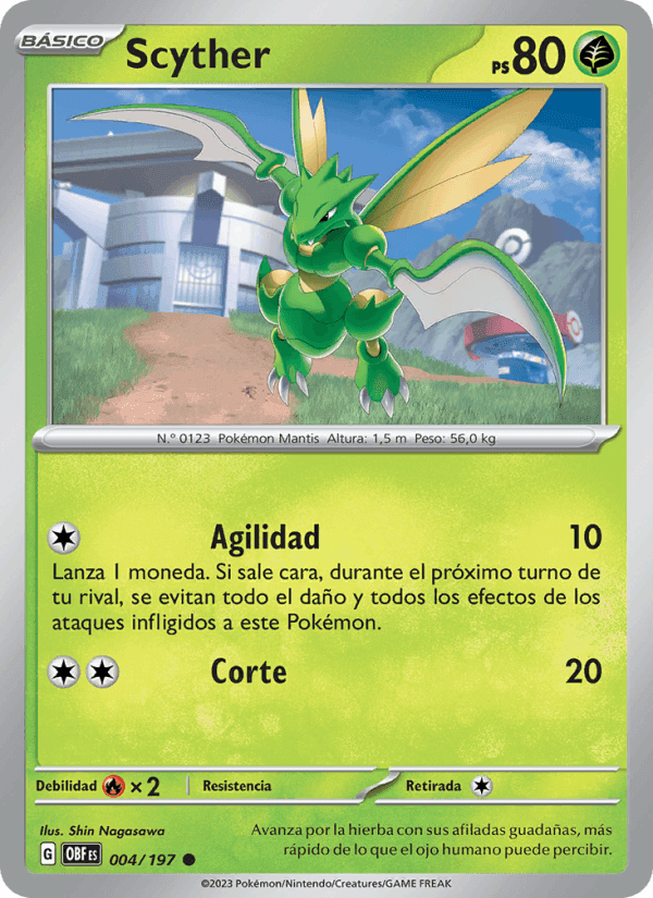 Scyther, carta 004 de Llamas Obsidianas