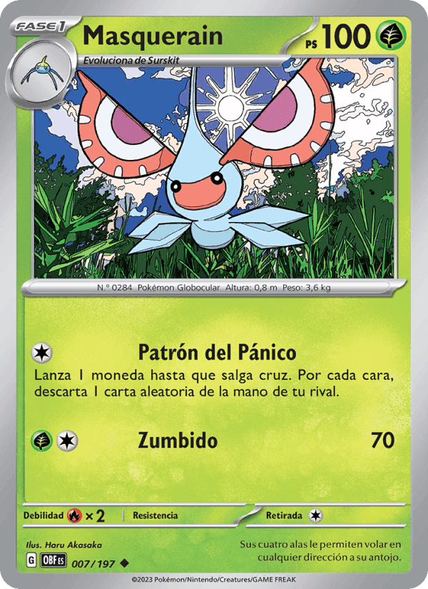 Masquerain, carte 007 de Llamas Obsidianas