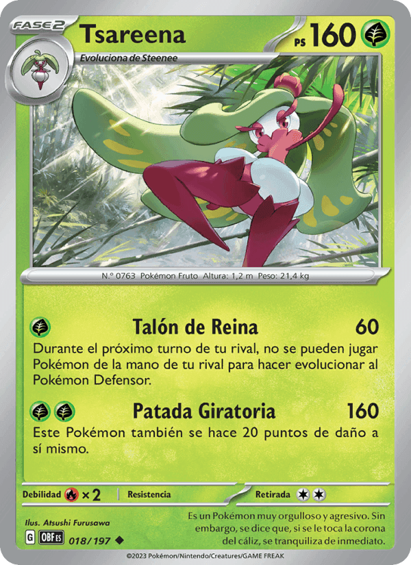 Tsareena, carta 018 de Llamas Obsidianas
