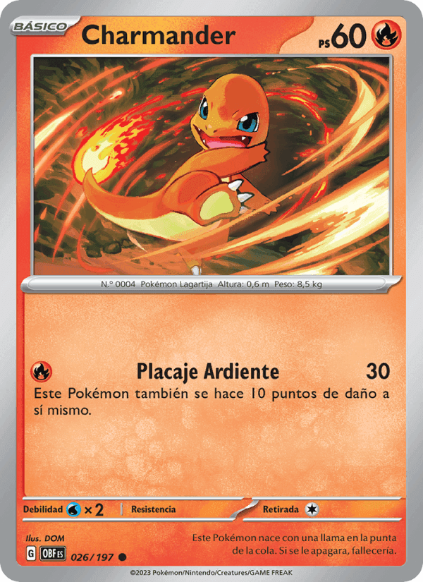 Charmander, carte 026 de Llamas Obsidianas