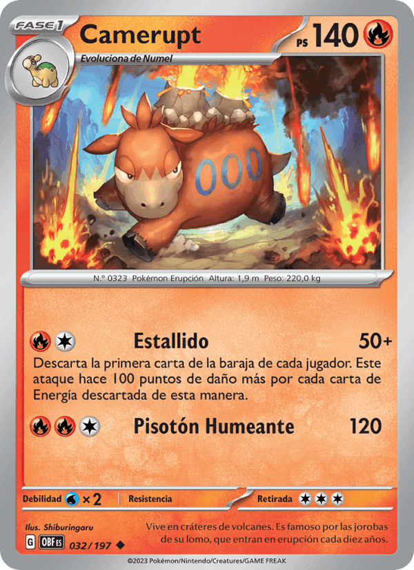 Camerupt, carta 032 de Llamas Obsidianas