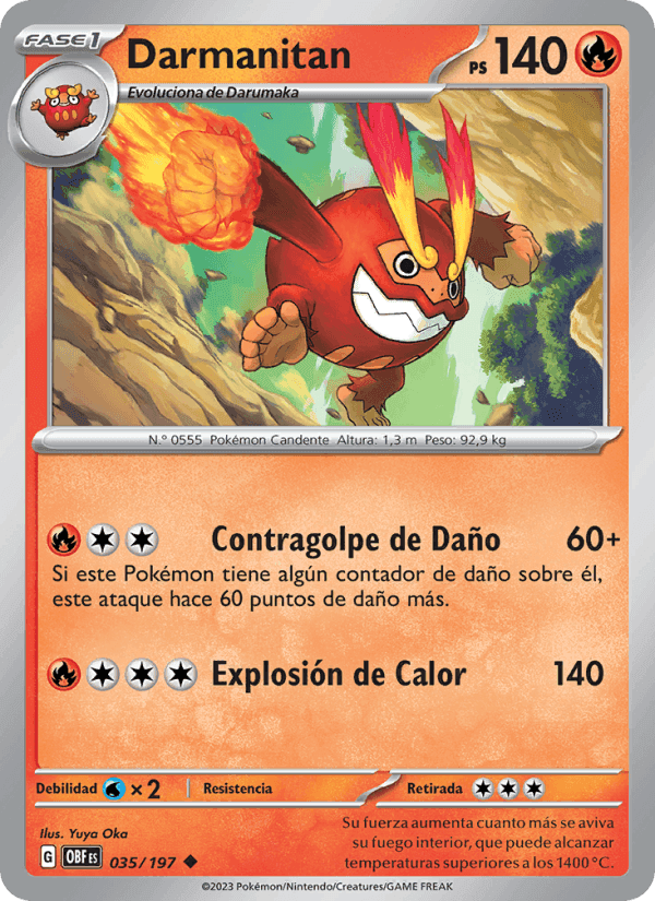 Darmanitan, carta 035 de Llamas Obsidianas