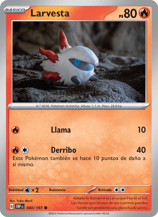 Larvesta, card 040 from Llamas Obsidianas