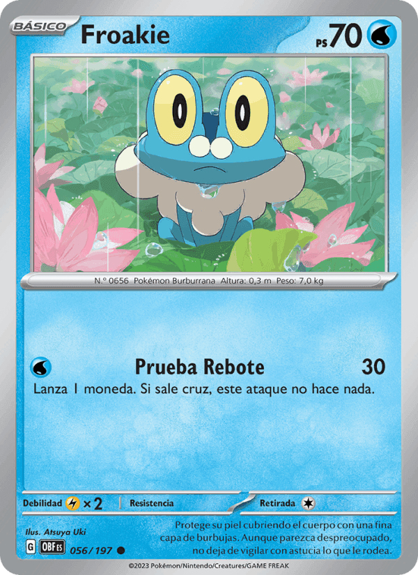Froakie, card 056 from Llamas Obsidianas