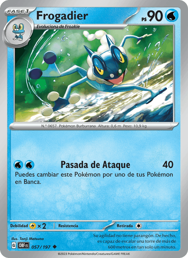 Frogadier, card 057 from Llamas Obsidianas