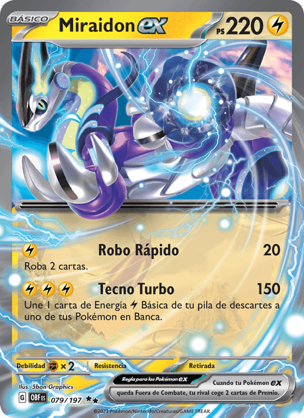 Miraidon ex, card 079 from Llamas Obsidianas