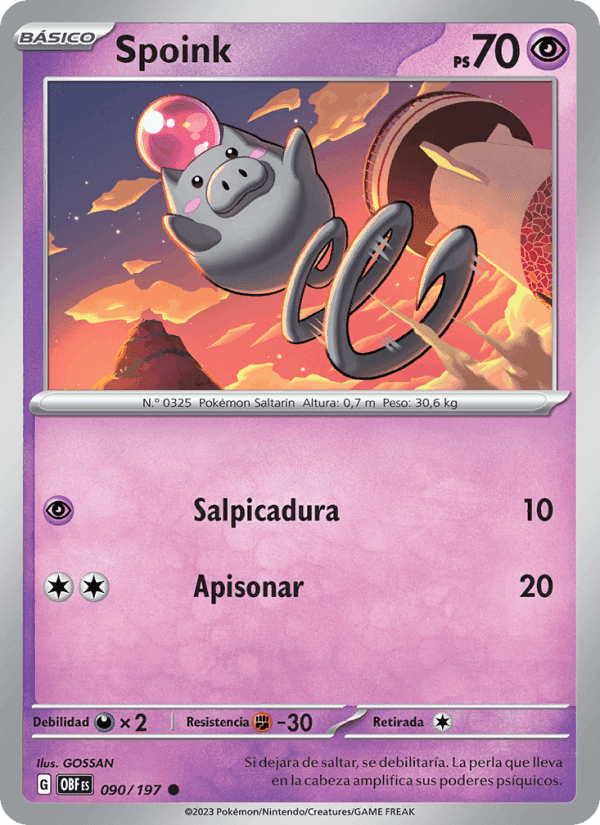 Spoink, card 090 from Llamas Obsidianas