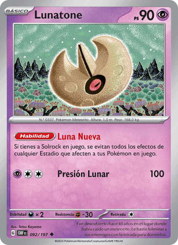 Lunatone, carta 092 de Llamas Obsidianas