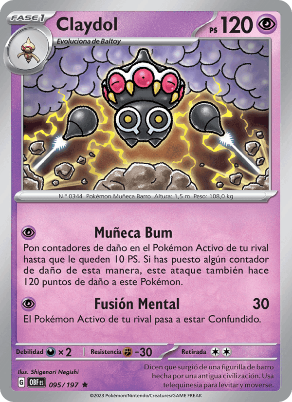 Claydol, card 095 from Llamas Obsidianas