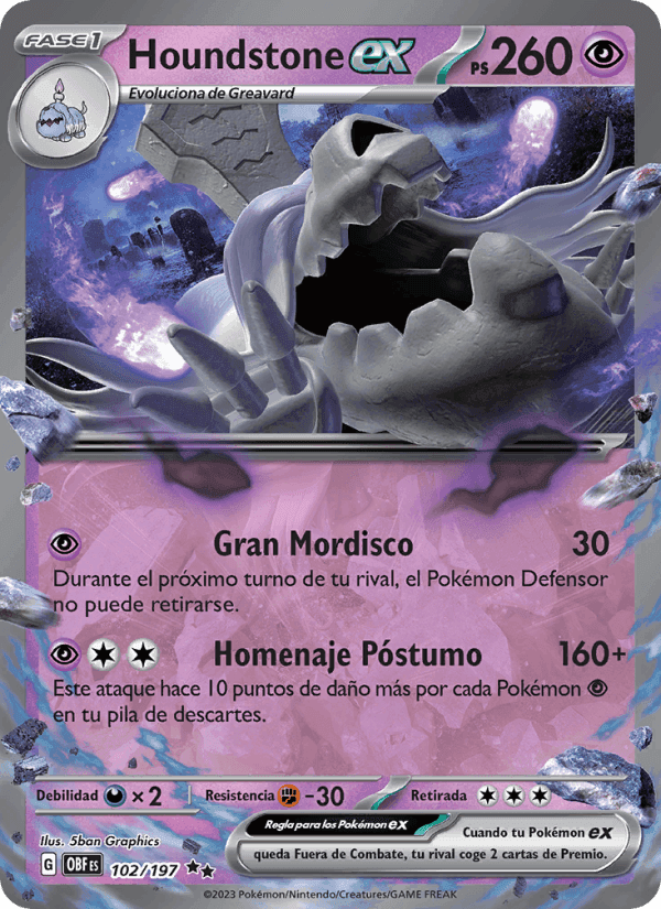 Houndstone ex, carta 102 de Llamas Obsidianas