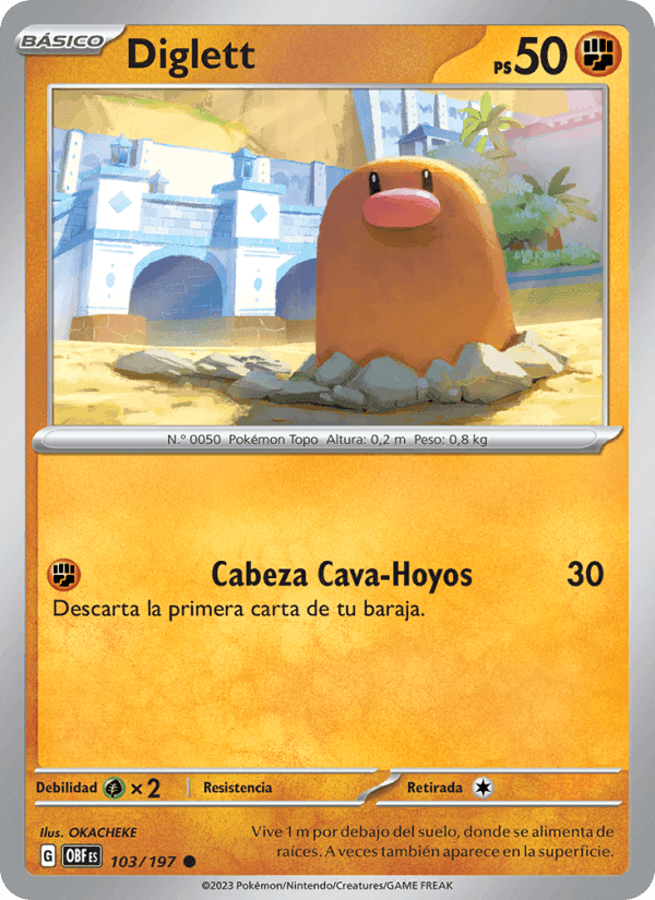 Diglett, card 103 from Llamas Obsidianas