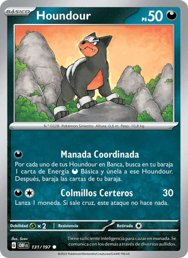 Houndour, carta 131 de Llamas Obsidianas