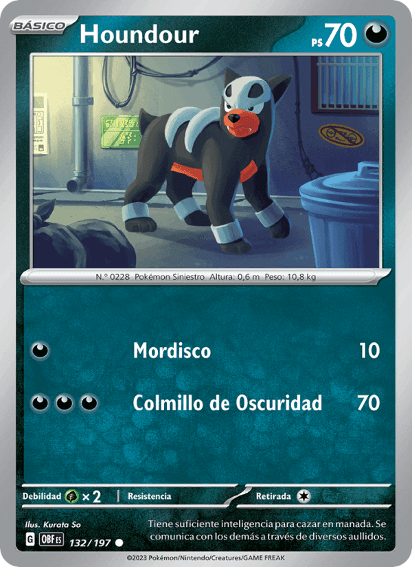 Houndour, card 132 from Llamas Obsidianas