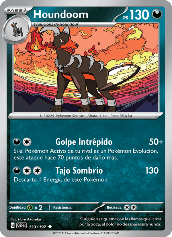 Houndoom, carta 133 de Llamas Obsidianas