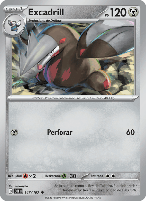 Excadrill, card 147 from Llamas Obsidianas