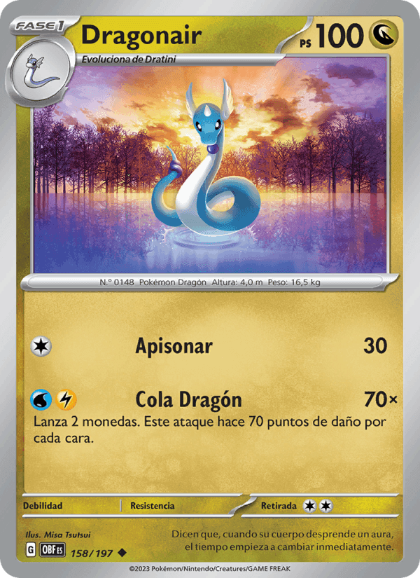 Dragonair, carta 158 de Llamas Obsidianas