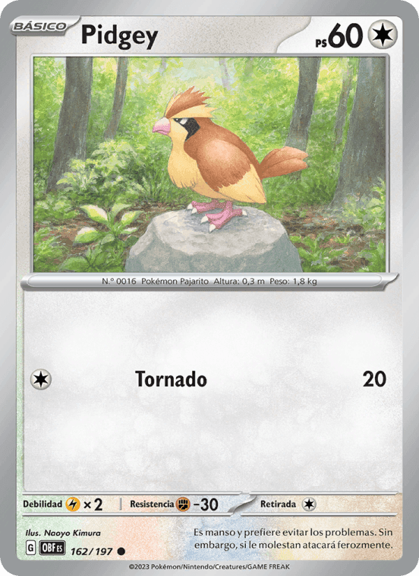 Pidgey, carta 162 de Llamas Obsidianas
