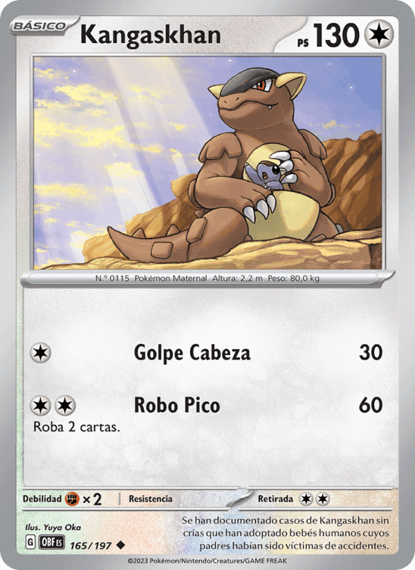 Kangaskhan, carta 165 de Llamas Obsidianas