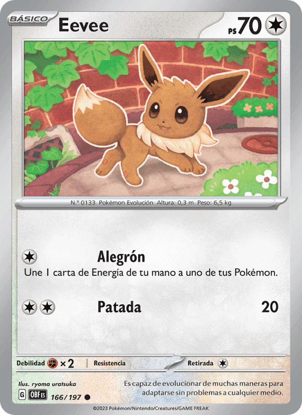 Eevee, carta 166 di Llamas Obsidianas