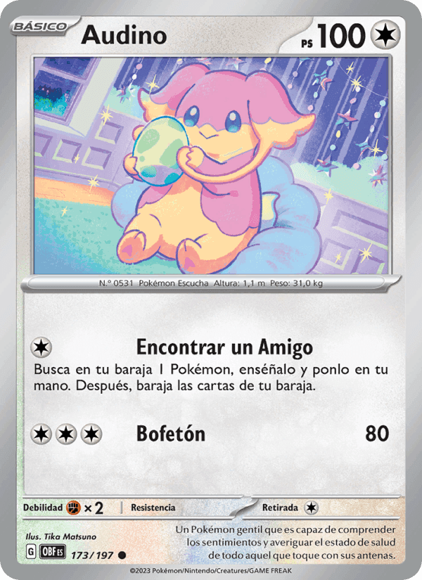 Audino, carta 173 de Llamas Obsidianas