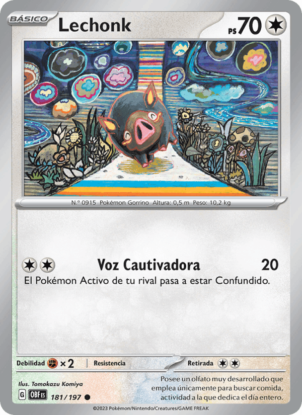 Lechonk, card 181 from Llamas Obsidianas