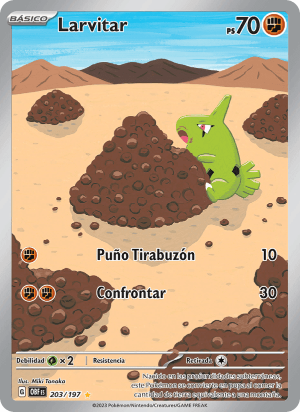 Larvitar, carta 203 de Llamas Obsidianas