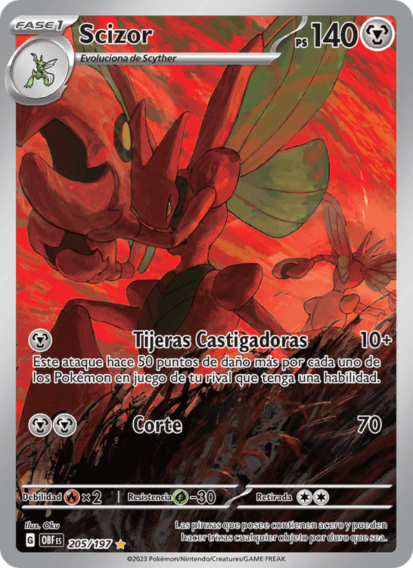 Scizor, carte 205 de Llamas Obsidianas