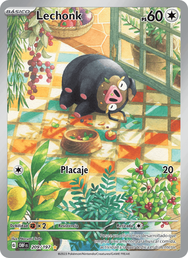 Lechonk, card 209 from Llamas Obsidianas