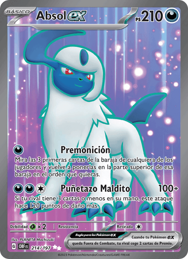 Absol ex, card 214 from Llamas Obsidianas